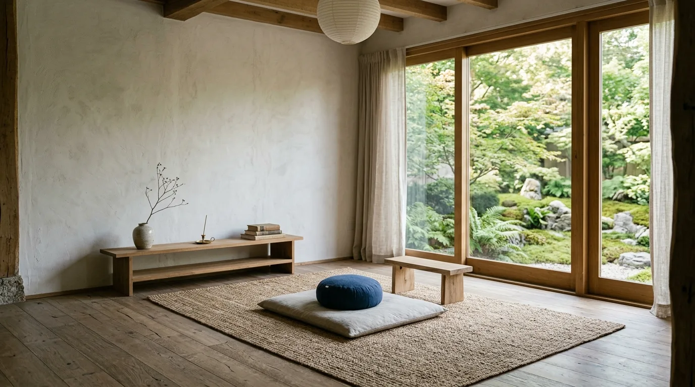 Use sound or textiles to soften the edges of the space inspiration for a meditation space.